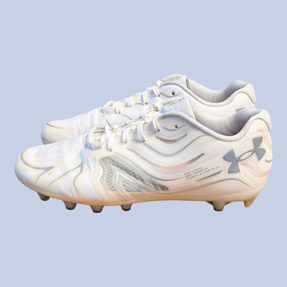 Under Armour Command MC Lacrosse Cleats Men's 10.5 White Silver 3023385-100